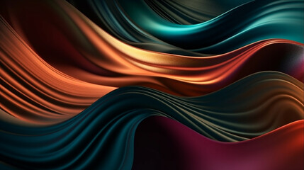 Abstract, texture, background, pattern. Texture of luxury shiny colorful metallic gradients silk waves background. Generative Ai