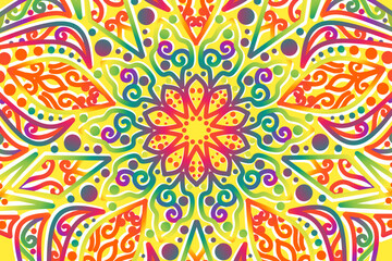 luxurious paper cut design colourful rainbow flowers line art pattern of indonesian culture traditional  batik ethnic dayak for textile or fashion