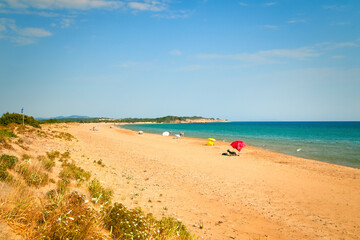 Halikounas Beach on a hot summer day, Corfu, Greece