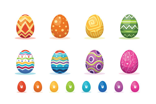 A set of colorful eggs. Isolated Vector Illustration.