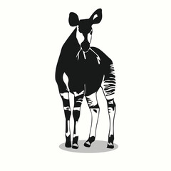 Okapi silhouettes and icons. Black flat color simple elegant Okapi animal vector and illustration.
