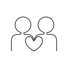 Creative family People continuous line drawing icon isolate on white background.