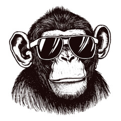 monkey wearing sunglasses illustration, cool chimpanzee  © Satoru Sketches