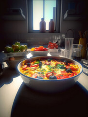 Delicious Delight: A Mouthwatering Meal on the Table. Generative AI