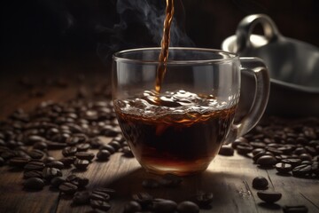 cafe breakfast mug brown aroma cup drink bean espresso morning. Generative AI.