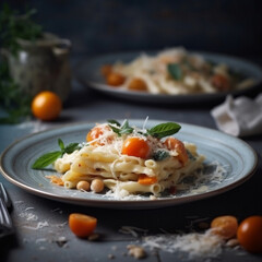 Nudelgericht mit K&auml;se und Tomaten, generative AI