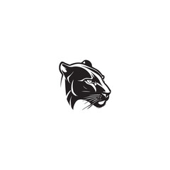 black Panther Head black vector isolated on white background