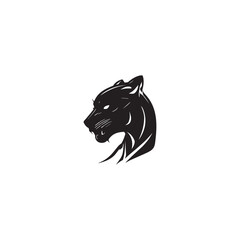 black Panther Head black vector isolated on white background