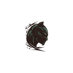 black Panther Head black vector isolated on white background