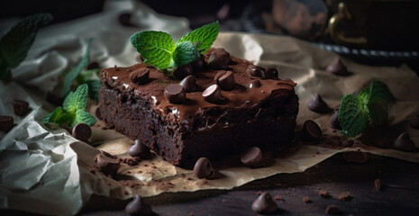 Saftiger Brownie mit Schokoso&szlig;e, generative AI
