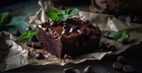 Saftiger Brownie mit Schokoso&szlig;e, generative AI