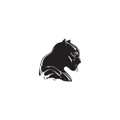 black Panther Head black vector isolated on white background