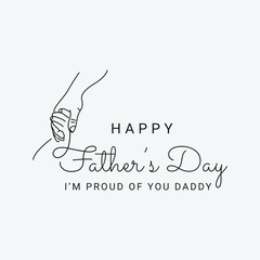 Vector happy father's day design hands holding with badge typography