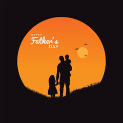 Silhouette of father and son with text happy father's day