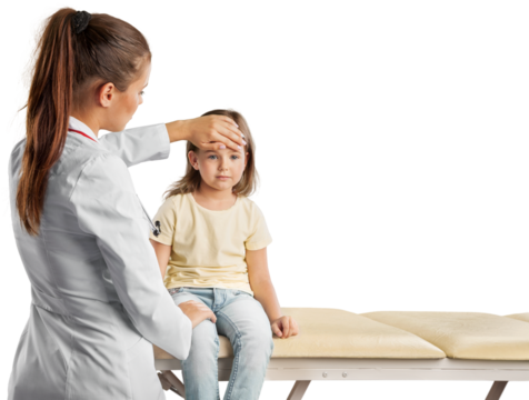 Young woman doctor with little girl