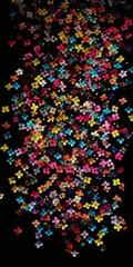 Watercolor, small flowers, black background, neatly arranged, continuous in all directions. AI generative