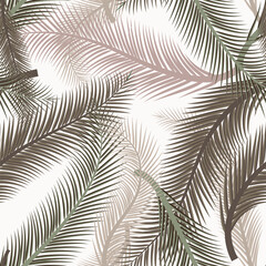 Leaves of palm tree. Seamless pattern. Vector background. Forest exotic illustration print on white