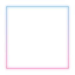 Rectangle neon frame  colour at transparent background. Glowing neon frame in retro 80s - 90s style. Colored neon sign with empty space. Editable Vector file
