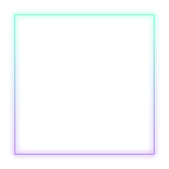 Rectangle neon frame  colour at transparent background. Glowing neon frame in retro 80s - 90s style. Colored neon sign with empty space. Editable Vector file