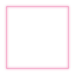 Rectangle neon frame  colour at transparent background. Glowing neon frame in retro 80s - 90s style. Colored neon sign with empty space. Editable Vector file