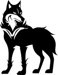 Fototapeta na wymiar Furious wolf black and white vector illustration | Wolf vector art logo design