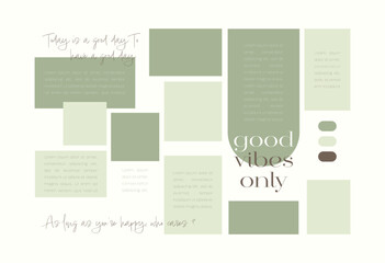 Vector photo collage template moodboard pictures grids vector illustration