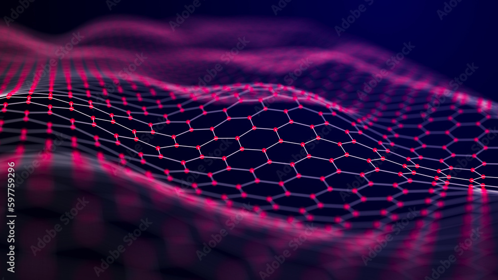Poster abstract digital wave. digital network background. 3d rendering
