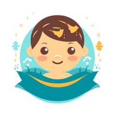 Swimming school for children. Water pool and paddling pool. cartoon vector illustration. label, sticker, t-shirt printing