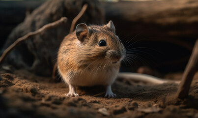 photo of gerbil (rodent) in its natural habitat. Generative AI