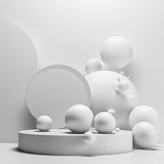 A white background with a circle and a white podium. Generative Ai
