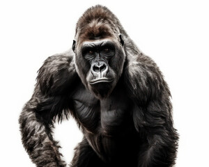 Fototapeta premium photo of gorilla isolated on white background. Generative AI