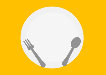 何も乗っていないお皿とスプーン、フォーク