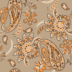 Seamless pattern based on traditional Asian elements Paisley. Traditional colorful seamless paisley vector pattern. Pattern for textile design or fabrics. Fashionable delicate design