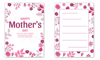 Mothers day floral vector card. Greeting card  flowers template design. 