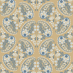 Paisley Floral oriental ethnic Pattern. Vector Seamless Ornamental Indian fabric patterns.