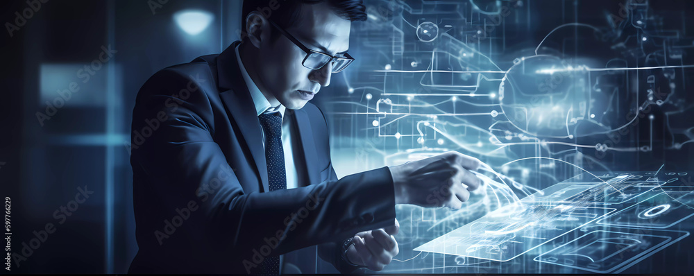 Wall mural digital technology, internet network connection, big data, digital marketing iot internet of things.