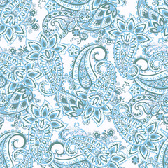 Fototapeta na wymiar Damask Paisley seamless vector pattern for fabric design. Vintage textile backgournd