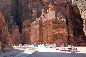 street of the facades with the stalls of the Bedouin street vendors, Petra, Jordan