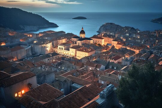 Enchanting Dubrovnik, Croatia: Essence of the Historic Walled City, Generative AI