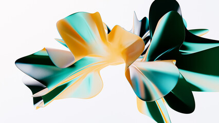 Abstract bright organic holographic iridescent background fluid liquid glass curved wave in motion 3d render. Gradient design element for banners, backgrounds, wallpapers and covers.