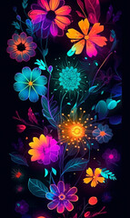 abstract colorful floral background poster