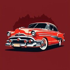 Classic Car Illustration, vector logo style, generative ai