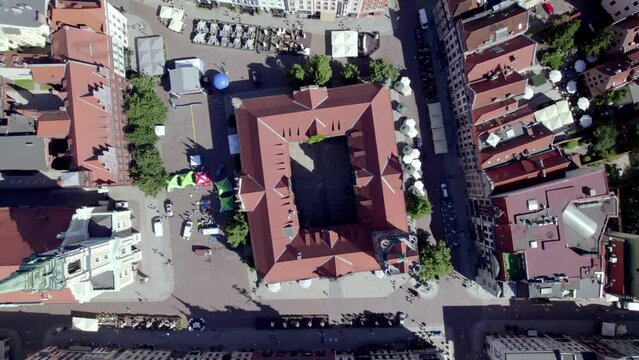 Aerial Topshot Footage of Toruń, Poland Old Town