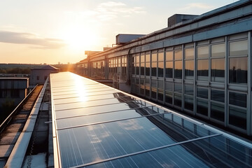 Solar panels outdoors, alternative energy concept, generative ai.