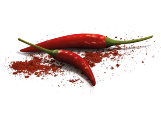 Foto op Plexiglas Hete pepers 2 Red Chilli and red chilli pepper isolated on white background