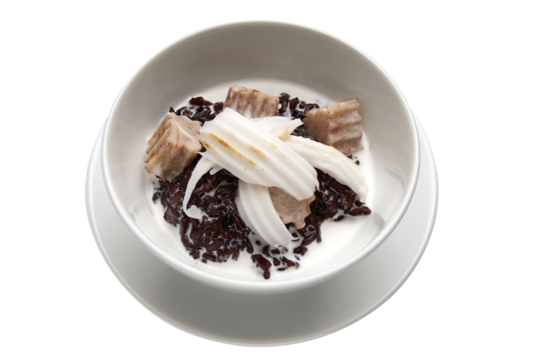Thai Dessert Black sticky rice pudding with taro	
