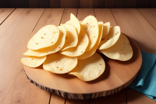 a chips on a wooden table by ai generated