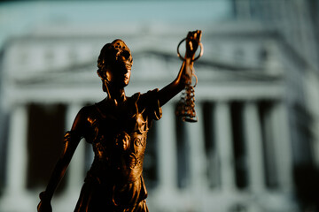 Statue of justice. Justitia the Roman goddess of justice