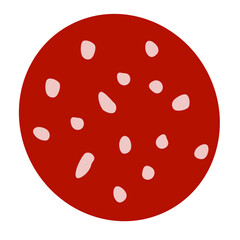 Fototapeta premium Slice of salami sausage. Food. Clipart. Isolated slice of salami sausage on a white background. Vector illustration.