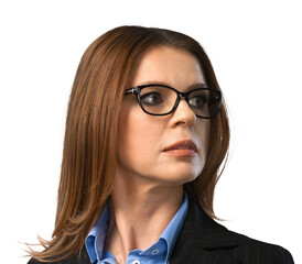 Obraz premium Businesswoman With Glasses Looking Right Close-up - Isolated